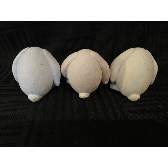 Bunny Egg shaped anthropomorphic floppy eared hand painted Easter figurines - Picture 3 of 8